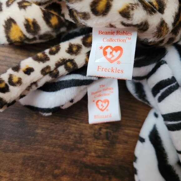 Ty Beanie Babies Blizzard Stripes Freckles Wild Cats PVC Pellets Vintage NWT - Picture 8 of 11
